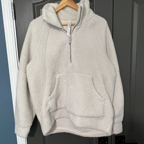 lululemon athletica Jackets & Blazers - Lululemon Scuba Oversized Fleece Funnel-Neck Half Zip- White Opal